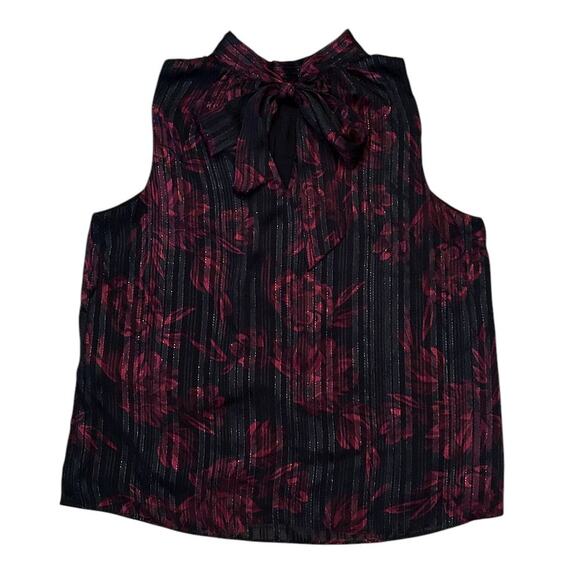 NWT White House Black Market Sleeveless Tie Back Red & Black Halter Top Large - Picture 4 of 6